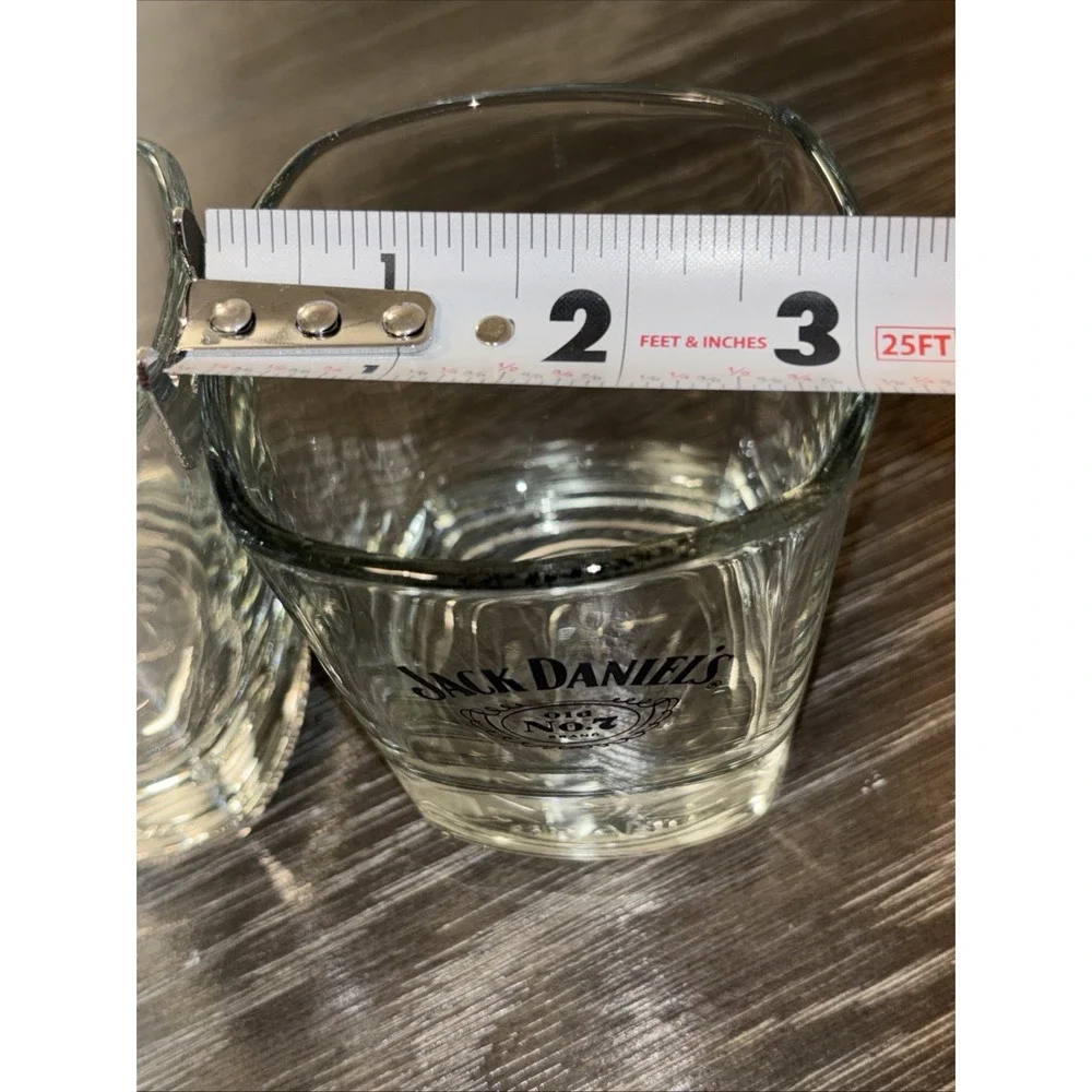 Vintage Jack Daniel's' Old No. 7 Whiskey Low Ball Glasses w/ Embossed Bottom Set